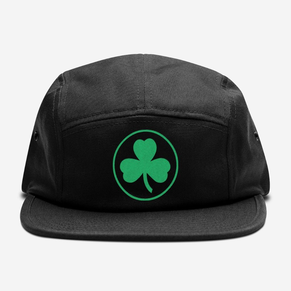 NEW Boston Celtics Shamrock Logo 5 Panel Camper Strapback Hat BLACK